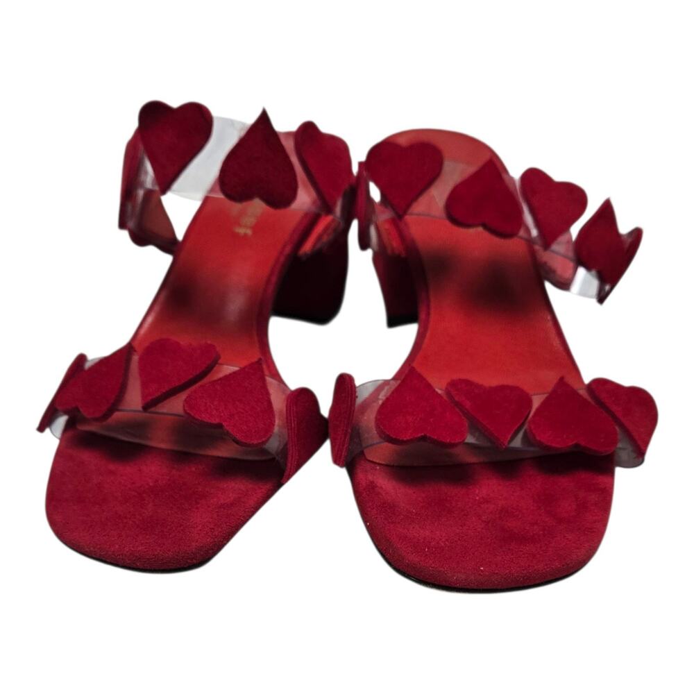 Jon Josef Women's Mule Slip-ons Heels with Hearts Size 7.5 Red